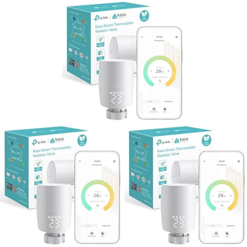 TP-Link Kasa Smart Thermostat Radiator Valve, Smart Radiator Valve, Energy Saving, LED display Radiator Thermostat Valve, Smart TRV Schedule, Works with Alexa & Google Home, Easy installation(KE100)