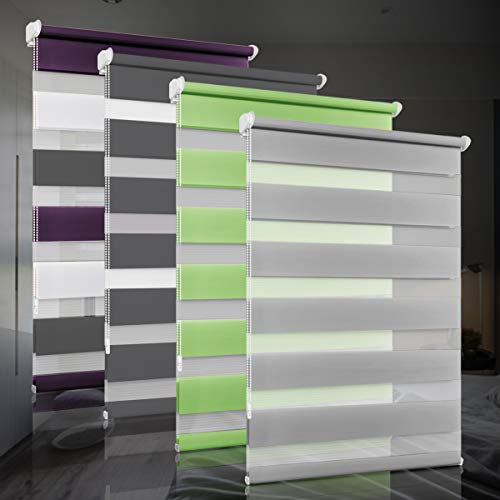 bobodeco Doppelrollo klemmfix ohne Bohren Duo Rollos für Fenster mit Klemmträger, Fensterrollo lichtdurchlässig & verdunkelnd Wandmontage Sichtschutz - Grau B35 x H140 cm
