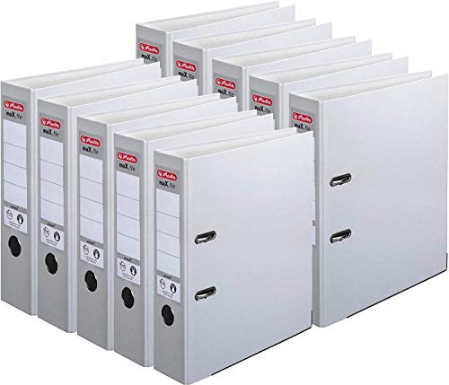herlitz Ordner A4, maX.file protect, maXimale Qualität (8cm Breit, Grau, 10er Pack)