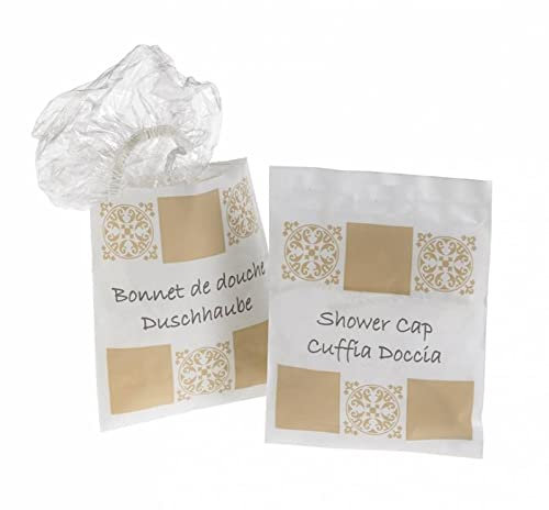 MAQA 100 pz Cuffie doccia monouso, Cuffie capelli imbustata singolarmente, cuffie usa e getta per kit cortesia hotel bagno e spa