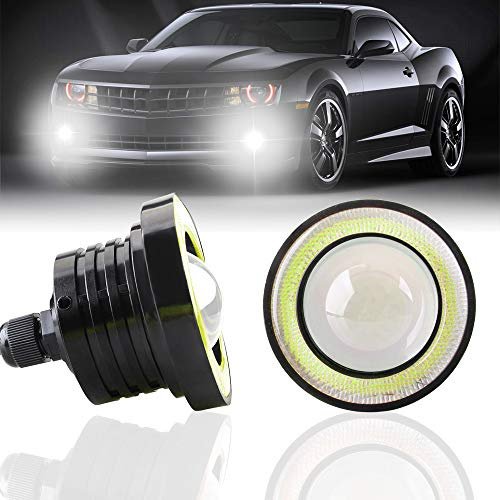KaiDengZhe 2PCS 3.5 Proiettore Fendinebbia a LED Universale 12V 10W COB Bianco Halo Angel Eye Anelli per Moto Faro auto Luce di Marcia Diurna DRL Fendinebbia Lampadina Guida