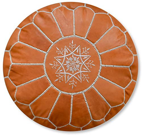 See the Good Soft Ledersitzkissen - handgefertigt - gefüllt geliefert - Fußhocker, Ottomane, Bodenkissen, Lederpuff (naturbraun) (Terrabraun)