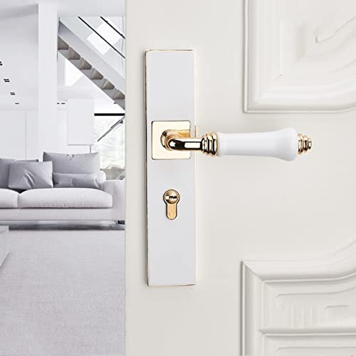 SerraturaSerratura per Porta con Maniglia in Ceramica Creativa Serrature per Porte universali per Interni Camera da Letto Serratura con catenaccio Muto Accessori Hardware per mobili