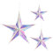BELLE VOUS Lot de 3 Etoile de Noel en Papier Pliante Irisée à 5 Branches - 3 Tailles - Étoiles 3D Plastique pour Décoration de Noël, Sapin, Fenêtres, Mariages, Anniversaires ou Loisirs Créatifs