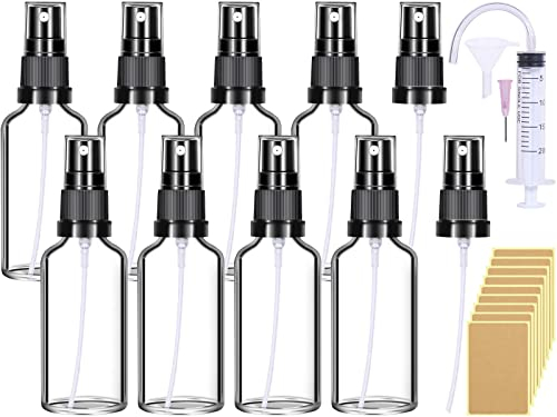 Sprühflasche Glas klein 8 Stück 50ml Transparente Sprayflasche Leer Parfüm Zerstäuberflaschen Mini Sprühflaschen zum Befüllen Tragbares Zerstäuber für Parfüm,Kosmetik,Körperpflege Flüssigkeit,Öle