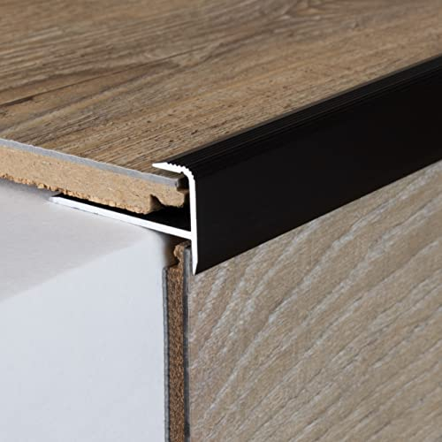 PROVISTON profil de finition à emboîter | Alu anodisé | Bronze foncé | Largeur 37 mm | Épaisseur sol 10,3 mm | Longueur 1000 mm | À visser | Nez de marche escalier | Nez de marche parquet | 1 pc