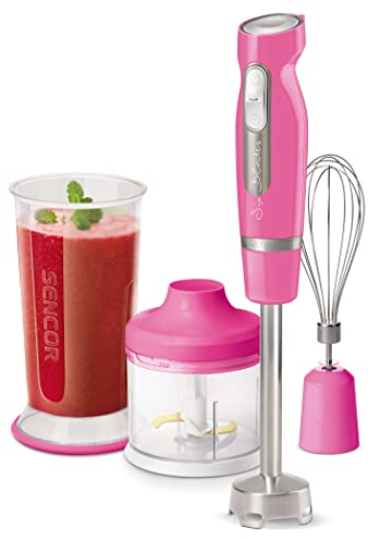 Mixeur Plongeant à Main avec 6 Lames en Titane/Ice Crash, Rose SENCOR