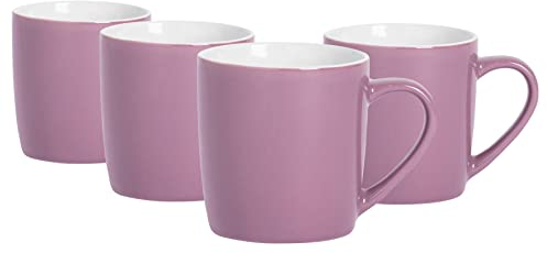 Argon Tableware Coloured Coffee Mugs - Purple - 350ml - Pack of 4 - Gloss Ceramic Stoneware Latte Cappuccino Cups Hot Chocolate Cups Colourful Mug Set with Handle