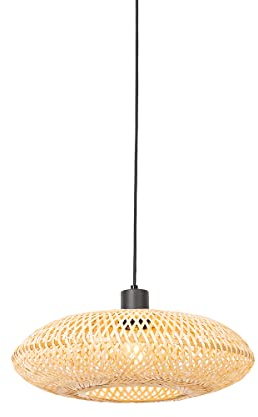 Qazqa - Orientalisch Orientalische Hängelampe I Pendellampe I Pendelleuchte Bambus 40 cm - Ostrava I Wohnzimmer I Schlafzimmer - Bamboo Rund - LED geeignet E27