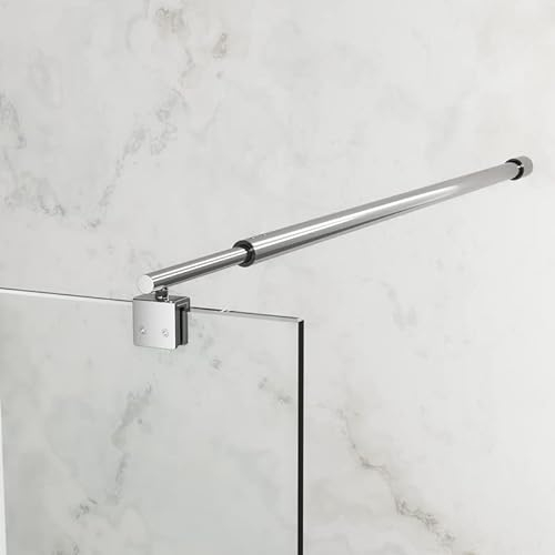 73-123 cm Ersatz Einziehbar Stabilisator 2 Stück Länge Teleskopisch Wandmontage Stabilisierungsstange für Glasstärken 8-10 mm, Edelstahl Haltestange für Walk-in Duschwand Seitenwand Fixiert, Silber