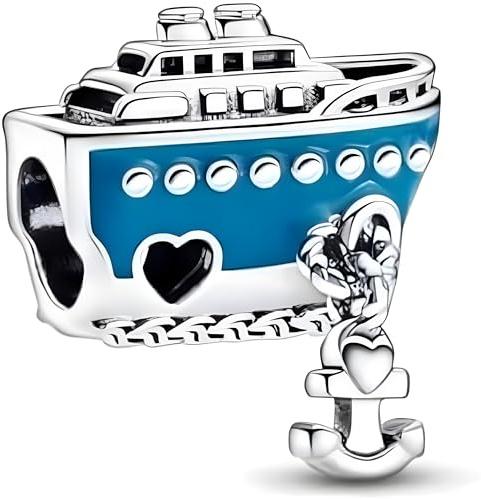 The Charmery Breloque bateau de croisière en argent sterling 925 compatible avec les breloques Pandora et beaucoup d'autres bracelets à breloques britanniques