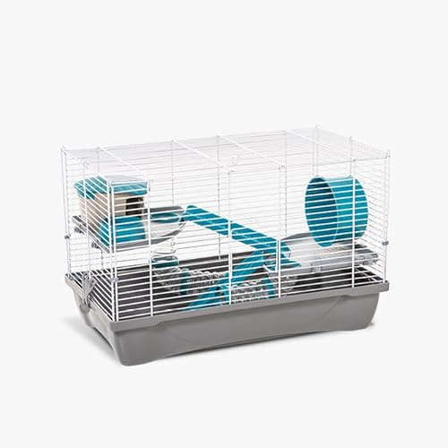 Gabbia Duffy 2 Prestige per Piccoli Roditori e Criceti - 2 Piani con Ruota, Casetta e Beverino - 58X32X38h cm