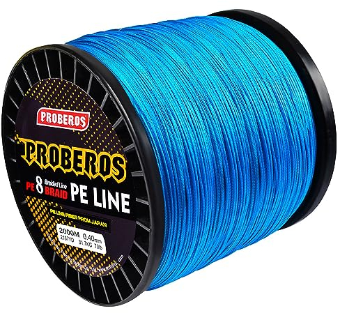 HACLEN 8-Fach Geflochtene Angelschnur, 6-300Lb, 2000M(2187Yards) Ultradünn, Sensibel, Präziser Wurf, Weicher Und Geschmeidiger, Abriebfest, Keine Dehnung, Kein Memory,Blau,8LB/0.12mm