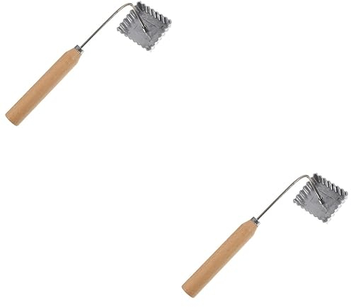 BESTonZON 2 Piezas Molde Youdunzi Cocina Frita Flores Metalicas Molde Flor Buñuelos Galleta De Buñuelos Molde De Cocina Empujador De Pastelería Masa Hierro Pizzelle Acha Madera Formación