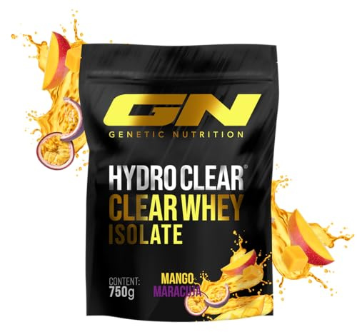 GN Laboratories Hydro Clear Whey ISO – Laktosefreies Whey Protein Isolat – 24 g Protein pro Portion – Kalorienarm, ohne künstliche Aromen & Zucker - Klarer Molkenprotein-Isolat – Mango-Maracuja 750 g