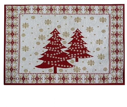 2er Set Tischset Mitteldecke Tischläufer Gobelin Winter Weihnachten Verschiedene Motive Baumwollmischung (Tannenbaum)