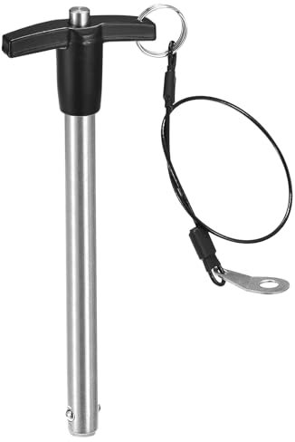 QUARKZMAN Spille di Bloccaggio a Maniglia T, Diametro Perno 25/32, Lunghezza Utilizzo 4-21/64 Perno Rilascio Rapido in Acciaio Inossidabile con Cavo Sicurezza (12mm-110mm)