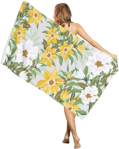 okoikfc 3D Strandtuch 200x200 cm Blumen Badetuch Groß Blumen Microfaser Handtücher Weich Schnell Trocknen Strandhandtuch Herren Frauen Badetücher, Strandtücher Strandlaken Handtuch A1260
