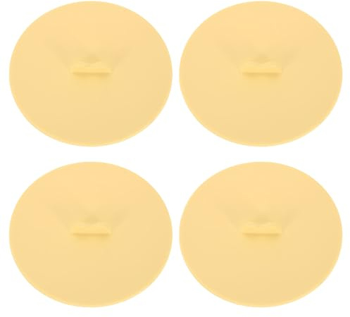 sourcing map Silicone Cup Lids, 4Pcs Silicone Cup Covers, Reusable Anti-Dust Tight Seal Silicone Mugs Cover for Drink Cup, Glass Cup, Coffee Cup (Light Yellow)