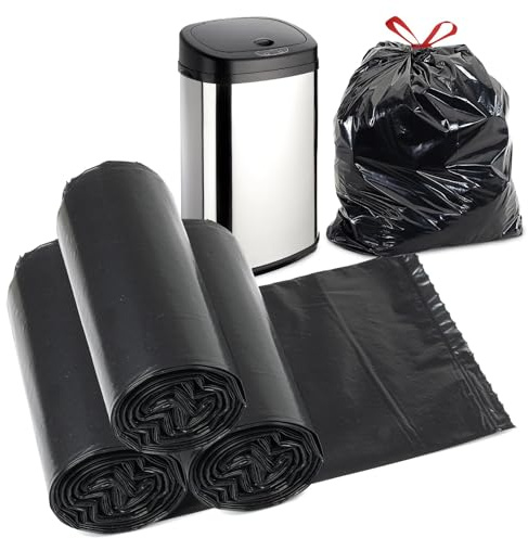 GEEZY 30 Litre Small Black Bin Bags, Pack of 60 Everyday Garbage Bags | Recyclable refuse sacks fit standard waste cans. Anti-drip bin liners for home, office, kitchen, bathroom & daily tasks.