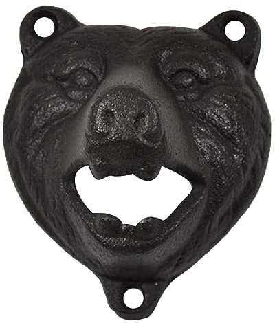 Cabilock Abridor De Botellas De Pared Oso Hierro Fundido Resistente, Montado Pared, Abridor De Tapas Para Cerveza, Bar y Hogar, Diseño Decorativo Compacto, Uso Manual y Fácil Manejo