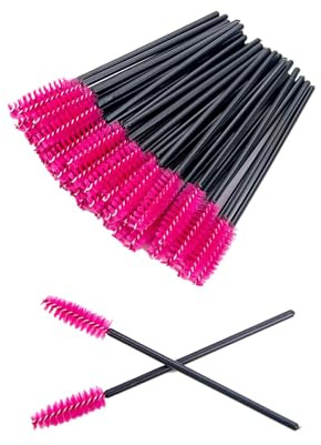 100pcs eyelash brushes wands, spoolies mascara brush,eye lash wands applicator, eyebrow brush castor, spoolie extension mascara-rose