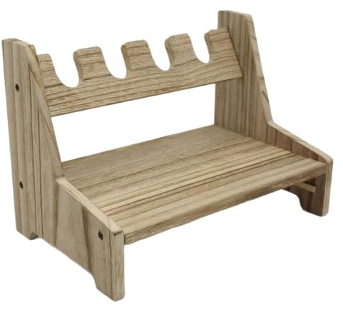 MiOYOOW Rack de Pistolet en Bois Massif, Support Armes avec boîte de balles, Porte Stockage de 4/6 Pistolet, Rangement Accessoires Cartouche de Poing, Forme Rustique