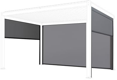 SIMPO LIFESTYLE Rideaux latéraux pour SiMPO LIFESTYLE - Toit à lamelles en aluminium et textiles - Protection UV - Brise-vue - Réglable en continu (gris, 3,6 m)