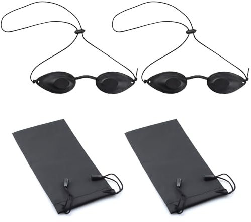 LINTRA 2 Piezas Gafas de Solarium, Ajustable Fototerapia Gafas de Sol de Belleza, Negro Protector Ocular UV Light Protectores, para Cuidados de Belleza, Fototerapia