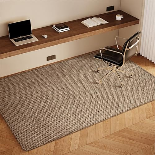 Highdi Alfombrilla para Silla de Oficina Gaming, Patrón Tejido Protector Suelo Silla Ruedas Antideslizante Antiarañazos, Alfombrilla de Protección para Suelos Duros (Marrón,120x140cm)