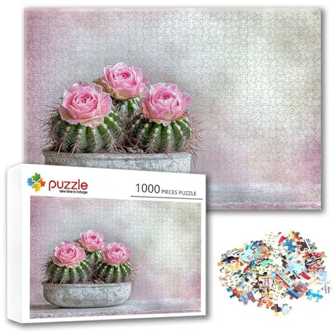 Puzzle 4000 Teile Blume, Puzzle Erwachsene 4000 Teile Kaktus, Klassische Holzpuzzles 140 x 87 cm, Lernspiel Herausforderung Spielzeug, Zimmer Wanddeko, Einzigartiges Geschenk für Frauen/Männer J-1