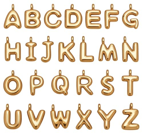 WADORN 26 Stück 18K Vergoldete AZ Alphabet Buchstaben Anhänger, Anhänger Mit Schlaufen Trendige