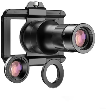 TM6X - Teleobjetivo macro profesional para smartphone, longitud focal de 150 mm con sistema óptico de zoom 6X, lente de cámara para teléfonos móviles con clip de teléfono ajustable, telescopio