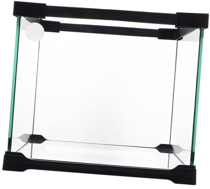 CLISPEED Terrario per Tartarughe in Vetro 20x20x16 Cm Vasca per Rettili Ecosostenibile Area Crogiolo e Alimentazione Adatto a Tartarughe Acquatiche e Terrestri Uso Domestico