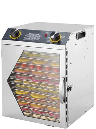 BDJSN Essiccatore per Alimenti a 12 Strati, Essiccatore per Frutta Commerciale in Acciaio Inossidabile con Temporizzazione di 12 Ore E Controllo della Temperatura da 40 a 90 °C, per Frutta, Verdura