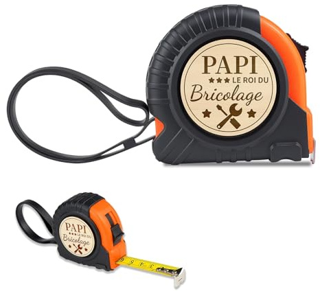 HEMENTEC Cadeau Papi Personnalisé, Mètre Ruban 5m Bricoleur Accessoires pour boîte à outils, Utiles Cadeau Famille pour Grand Pere, Anniversaire du Nouvel An Cadeaux Homme pour Super Papy Beau Pere