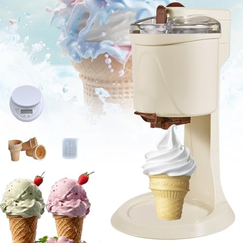 JMOUZHG Ice Cream Maker with Compressor - Automatic Soft Ice Cream Machine for Frozen Yoghurt, Sorbet - 1L Capacity Home Ice Cream Machine