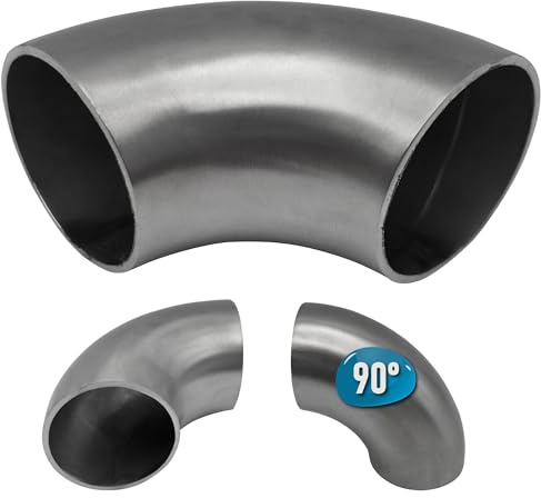 Stahl-Shop24 Edelstahl Rohrbogen 90° Ø 42,4 × 2,0 mm – Schweißbogen V2A 1.4301 – geschliffen K240 – nach EN 10253 DIN 2605 – für Edelstahl-Geländer Handlauf und Rundrohr Konstruktionen innen außen