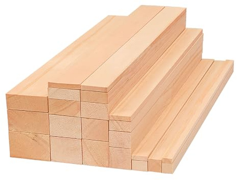Träpinnstång, fyrkantig träpinnstång, obehandlade furupinnar, naturliga långa träpinnar, 30 cm längd, 4-pack, 1 tjocklek, x 2(1x8cm)