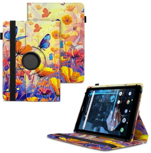 World biz Universal 7 Inch Tablet Case - Premium PU Leather 360 Degree Rotating Stand Folio Wallet Cover Android Tablets, Smooth Interior Fit for Kindle eReader Fire Lenovo/Sony E-Book (Butterfly)