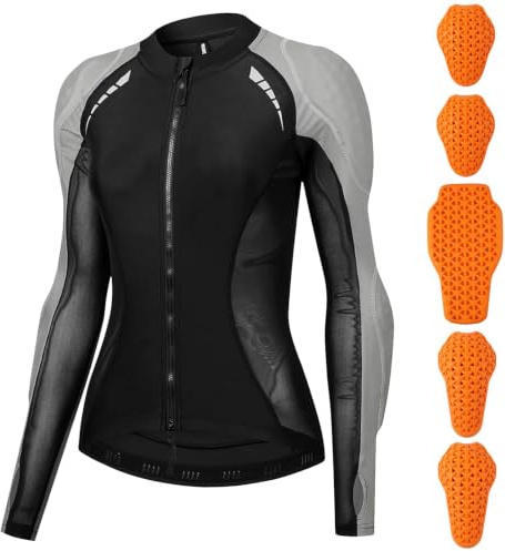 Rhipnide Chaqueta Moto Mujer de Malla con Protecciones CE Desmontables, Cazadora Verano Transpirable Cuero PU Equipo de Protección Motociclista Scooter Motocross Touring Carretera Deporte Ropa