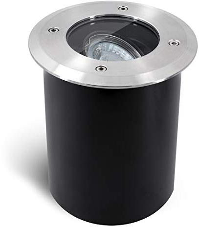 SSC-LUXon JUAVI Bodeneinbaustrahler aussen schwenkbar IP67 - mit LED GU10 6W warmweiß 230V - Bodenspot befahrbar rund rostfrei