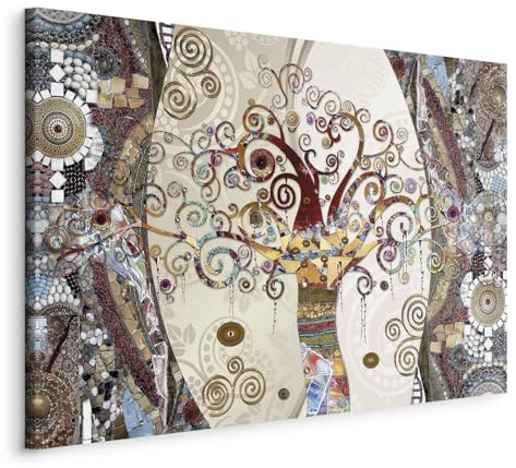 murando - Quadro Moderno Soggiorno, Gustav Klimt Albero della Vita 120x80cm | Chiodi Inclusi, 1 Pezzo, Stampa su Tela, Murale Arte, Resistenti Allo Sbiadimento, Produzione Europea