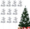 MOTONG 10 PCS Glitter Christmas Pine Leaves Picks, Artificial Needles Simulated Branch for Xmas Tree Wreath Seasonal Decoration (Silver)
