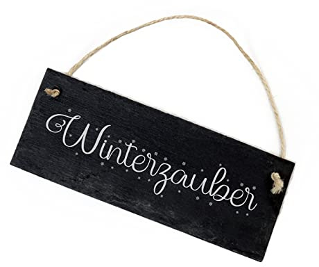 Schiefertafel Winterzauber - Schild Schneeflocken Motiv 22x8 cm