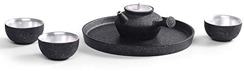 Tetera de Plata con Esmalte de óxido, Juego de té de Plata de Ley 999, una Olla, Tres Tazas, Taza de té de Kung Fu, Tetera de cerámica de Plata para el hogar