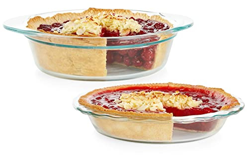 Pyrex Deep 2-Pack (9.5) Glass Baking Dish Set, Round Pie Glass Bakeware, Dishwasher, Microwave, Freezer & Pre-Heated Oven Safe | Dishwasher, microwave, freezer & preheated oven safe