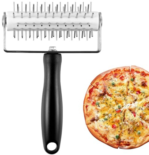 QINGLANG Pizza Dough Docker Stainless Steel Pizza Roller with Spikes Multipurpose Pastry Dough Docker Sturdy Pizza Docking Tool for Making Pizza Cookie Pie Pastry Home and Commercial
