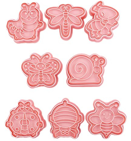 8 stampi per biscotti per insetti, formine per biscotti per animali, farfalle 3D, motivo ape, simpatici cartoni animati, formine per biscotti per biscotti e biscotti