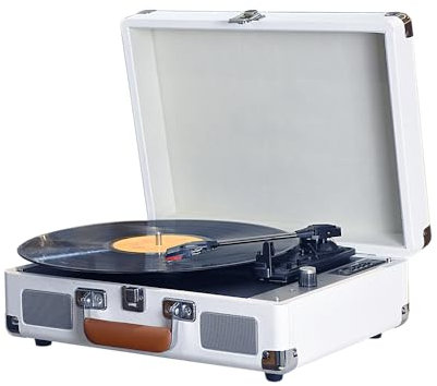 YDuupxe Tourne-Disque Vintage 35 X 25, 5 X 13 Cm Valise Bluetooth Ceinture Portable - Tourne-Disque entraîné (White)